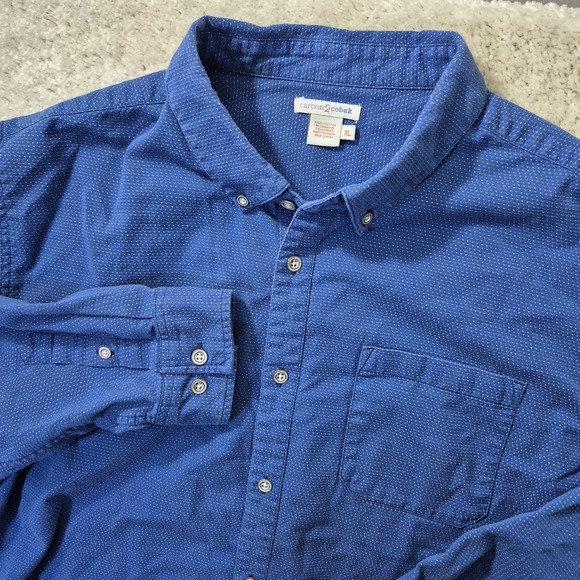 Carbon2Cobalt Other - Carbon 2 Cobalt Shirt Mens XL Blue Polka Dot Button Down Oxford Office Academia